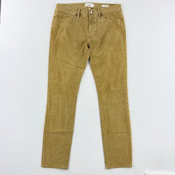 FRAME L'Homme‎ Slim Fit Corduroy Pants Mens Size 33x33 Tan - Picture 1 of 9